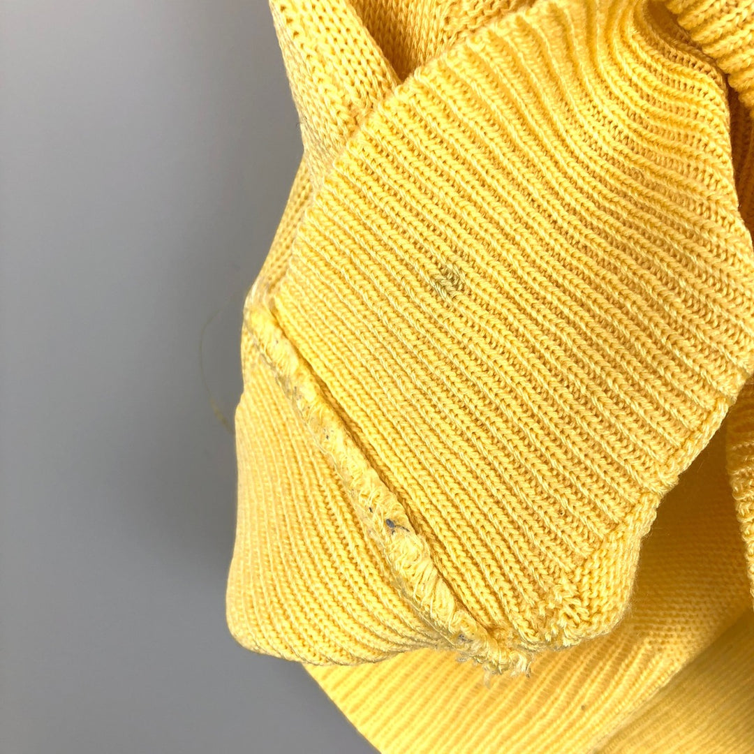 1980'S Lacoste CHEMISE French Lacoste V-neck Cotton Knit Vest, Made in France, Men's Size XL (approx.), Vintage cotton yellow type Vintage Second Hand