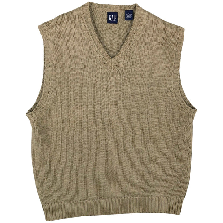 90'S GAP Old Gap V-neck Cotton Knit Vest, Men's Size L (approx.), Vintage cotton Beige type Vintage Second Hand