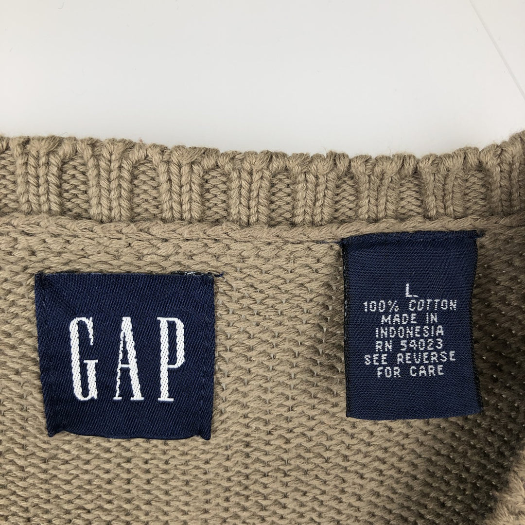 90'S GAP Old Gap V-neck Cotton Knit Vest, Men's Size L (approx.), Vintage cotton Beige type Vintage Second Hand