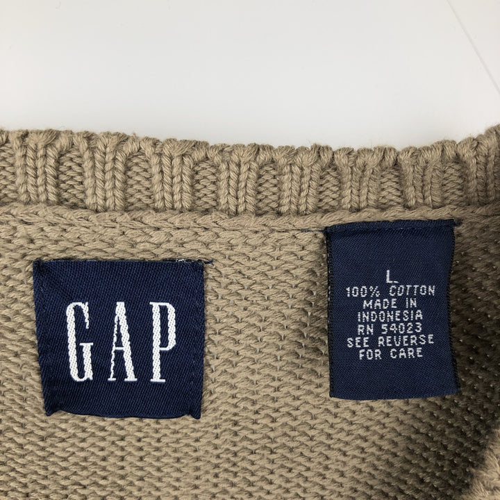 90'S GAP Old Gap V-neck Cotton Knit Vest, Men's Size L (approx.), Vintage cotton Beige type Vintage Second Hand