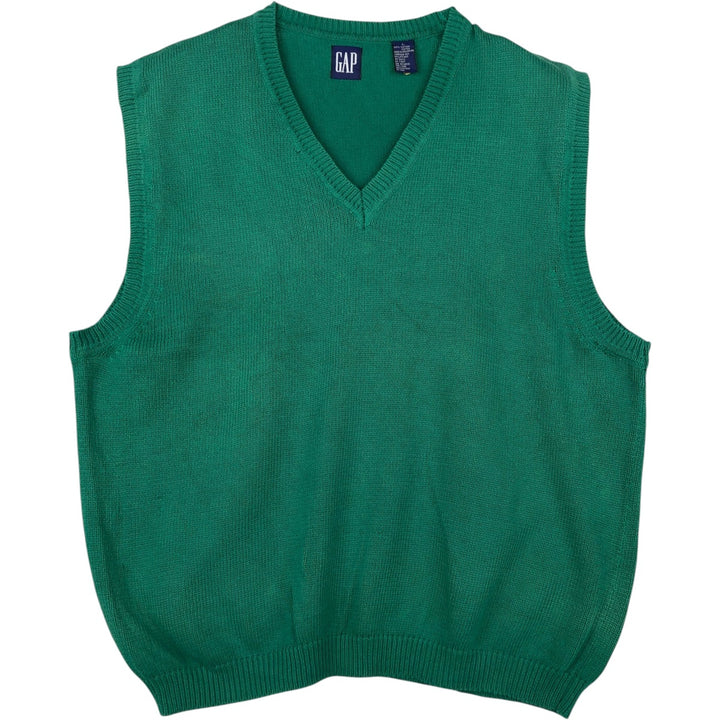 90'S GAP Old Gap V-neck Cotton Knit Vest, Men's Size L (approx.), Vintage cotton green type Vintage Second Hand