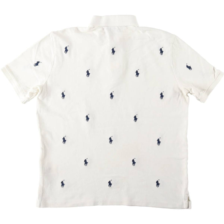Ralph Lauren POLO RALPH LAUREN CLASSIC FIT all-over print short-sleeved polo shirt, men's size M (approx.) cotton white type Vintage Second Hand