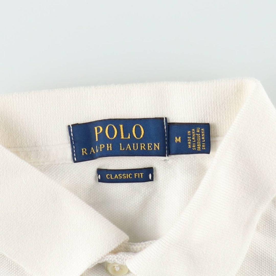 Ralph Lauren POLO RALPH LAUREN CLASSIC FIT all-over print short-sleeved polo shirt, men's size M (approx.) cotton white type Vintage Second Hand
