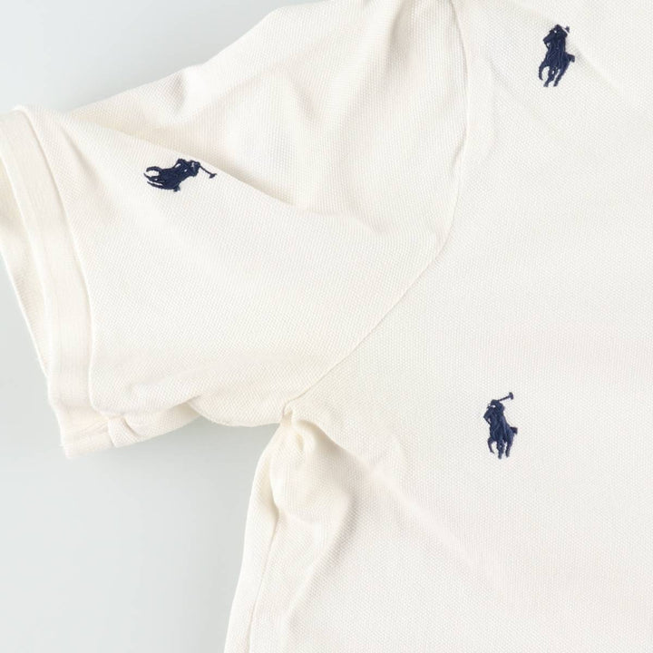 Ralph Lauren POLO RALPH LAUREN CLASSIC FIT all-over print short-sleeved polo shirt, men's size M (approx.) cotton white type Vintage Second Hand