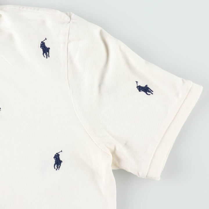Ralph Lauren POLO RALPH LAUREN CLASSIC FIT all-over print short-sleeved polo shirt, men's size M (approx.) cotton white type Vintage Second Hand