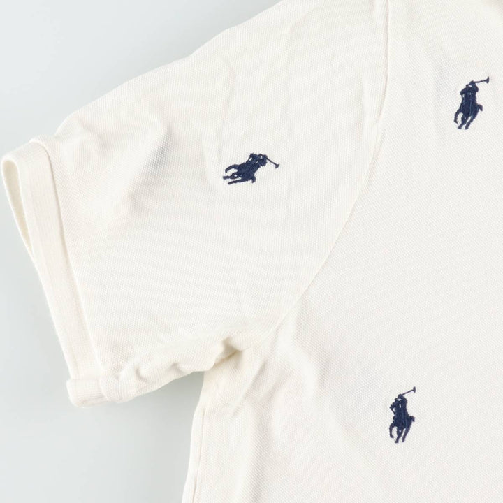 Ralph Lauren POLO RALPH LAUREN CLASSIC FIT all-over print short-sleeved polo shirt, men's size M (approx.) cotton white type Vintage Second Hand