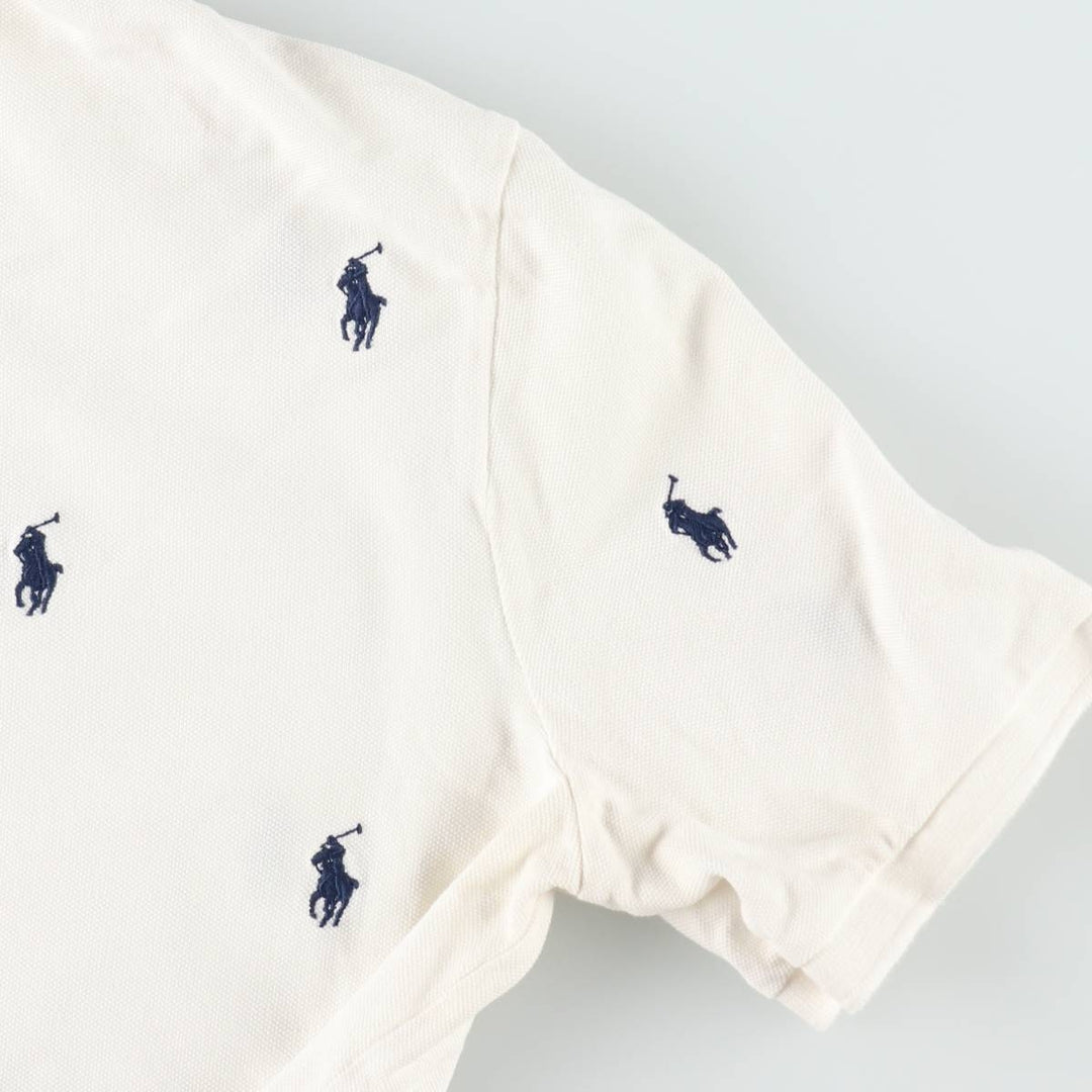 Ralph Lauren POLO RALPH LAUREN CLASSIC FIT all-over print short-sleeved polo shirt, men's size M (approx.) cotton white type Vintage Second Hand