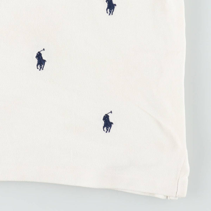 Ralph Lauren POLO RALPH LAUREN CLASSIC FIT all-over print short-sleeved polo shirt, men's size M (approx.) cotton white type Vintage Second Hand