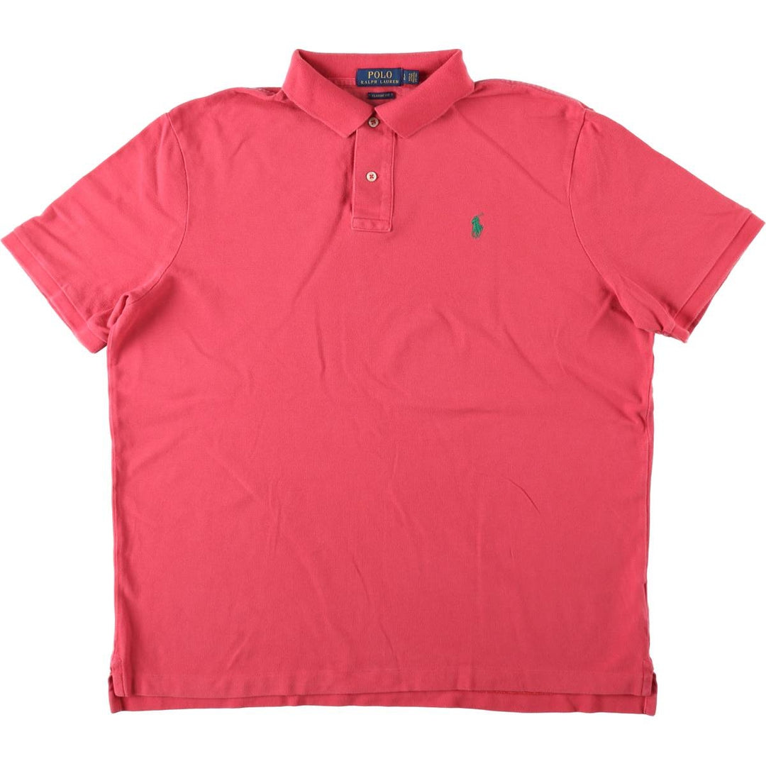 Ralph Lauren POLO RALPH LAUREN CLASSIC FIT short sleeve polo shirt for men size L cotton red type Vintage Second Hand