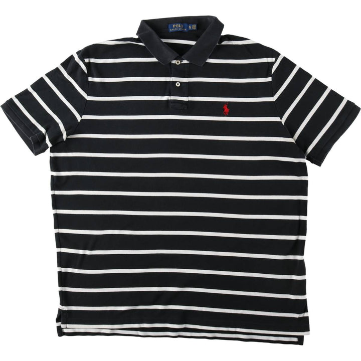 Ralph Lauren POLO RALPH LAUREN Short Sleeve Striped Polo Shirt Men's XL cotton black type Vintage Second Hand