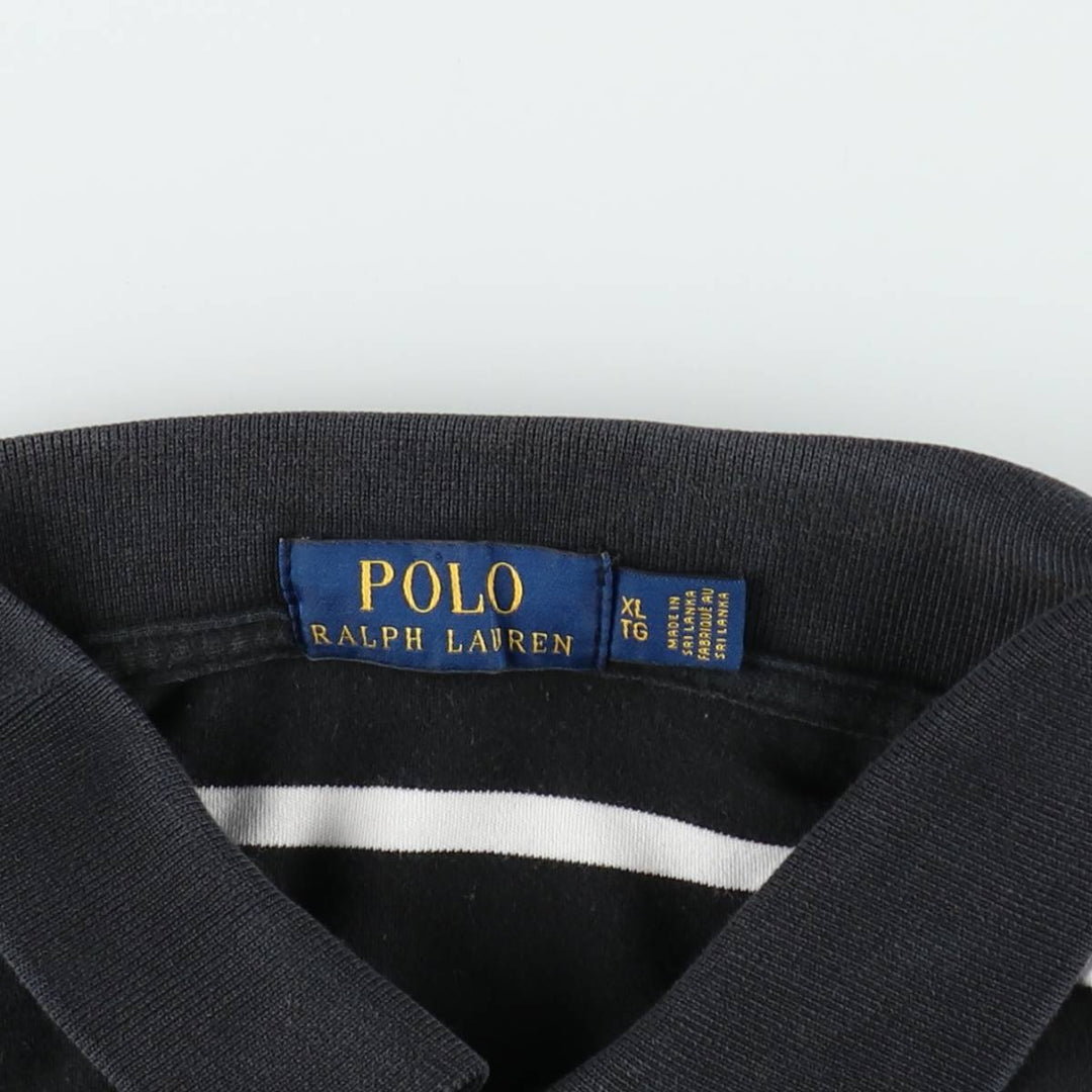 Ralph Lauren POLO RALPH LAUREN Short Sleeve Striped Polo Shirt Men's XL cotton black type Vintage Second Hand