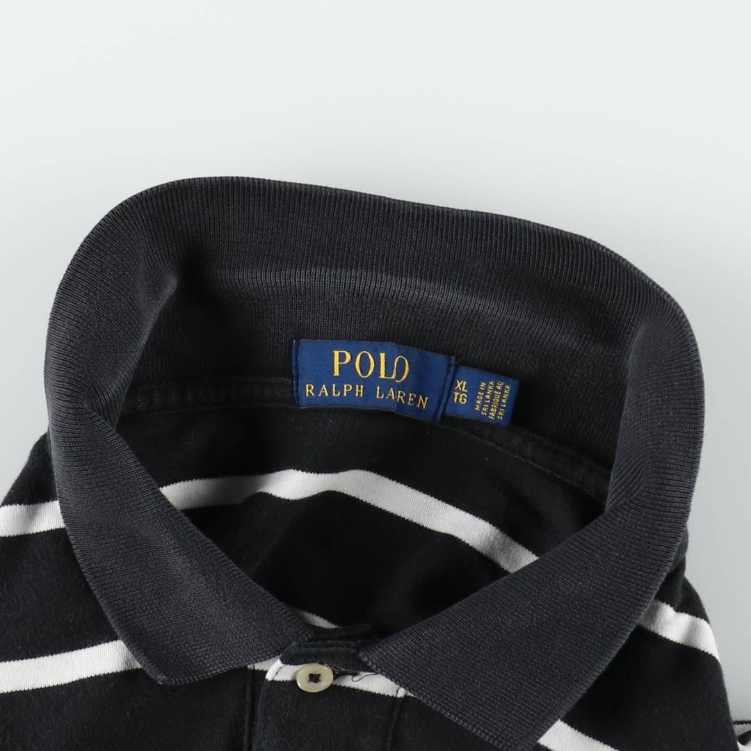 Ralph Lauren POLO RALPH LAUREN Short Sleeve Striped Polo Shirt Men's XL cotton black type Vintage Second Hand