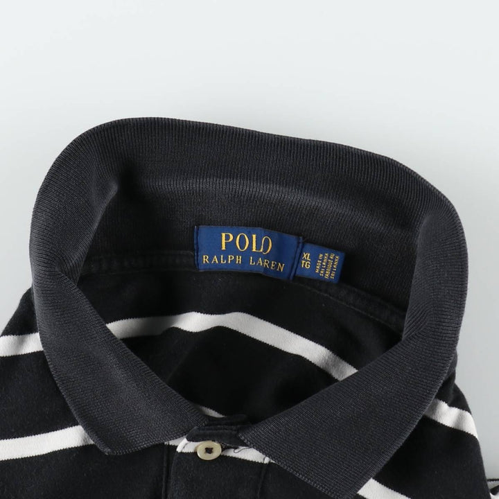 Ralph Lauren POLO RALPH LAUREN Short Sleeve Striped Polo Shirt Men's XL cotton black type Vintage Second Hand