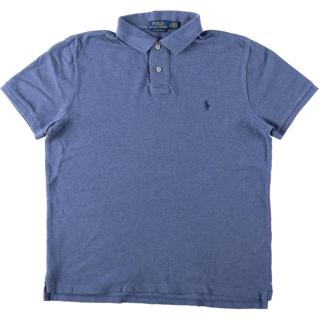 Ralph Lauren POLO RALPH LAUREN CUSTOM FIT short sleeve polo shirt men's size L cotton blue type Vintage Second Hand