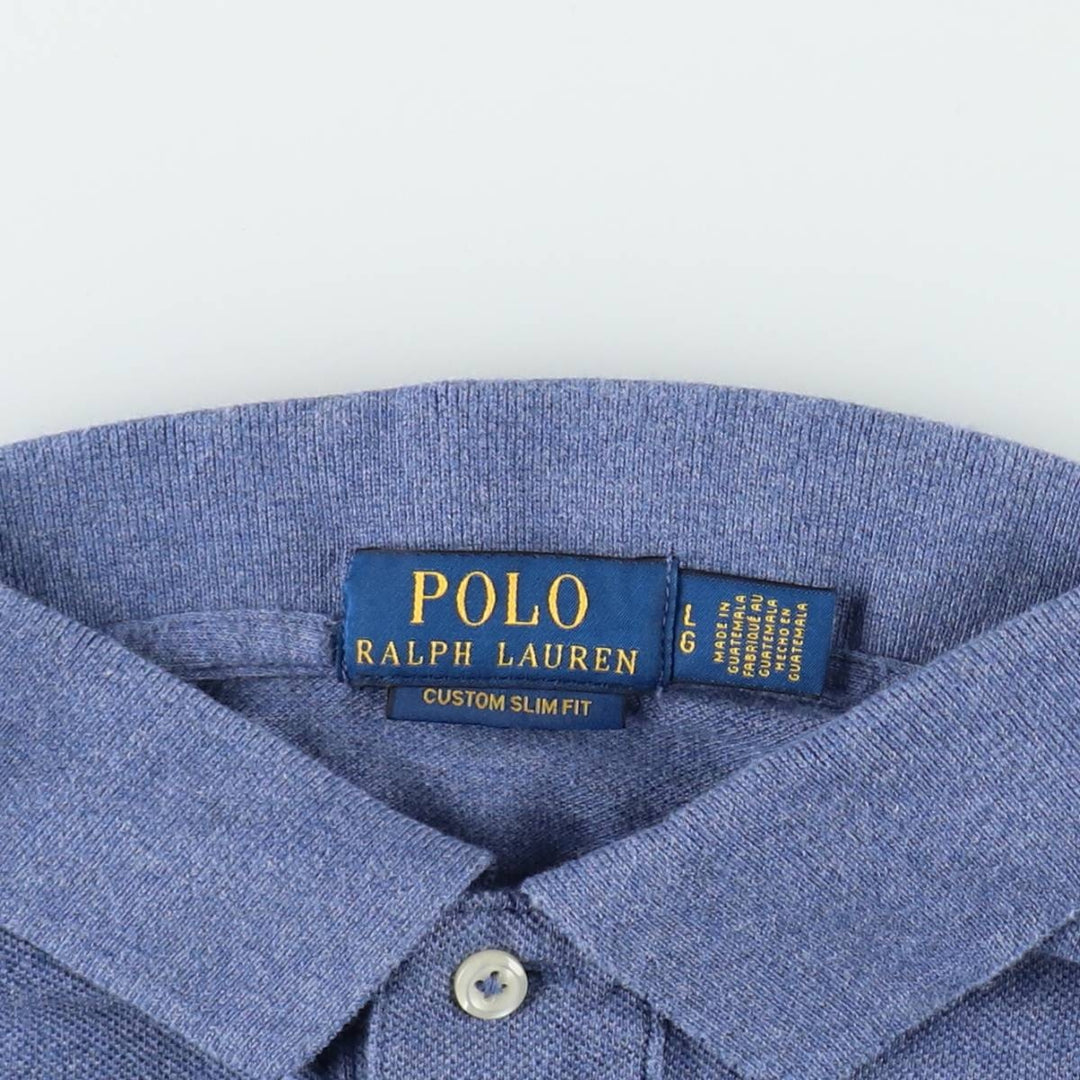 Ralph Lauren POLO RALPH LAUREN CUSTOM FIT short sleeve polo shirt men's size L cotton blue type Vintage Second Hand