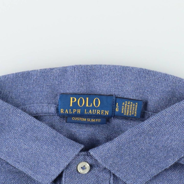 Ralph Lauren POLO RALPH LAUREN CUSTOM FIT short sleeve polo shirt men's size L cotton blue type Vintage Second Hand
