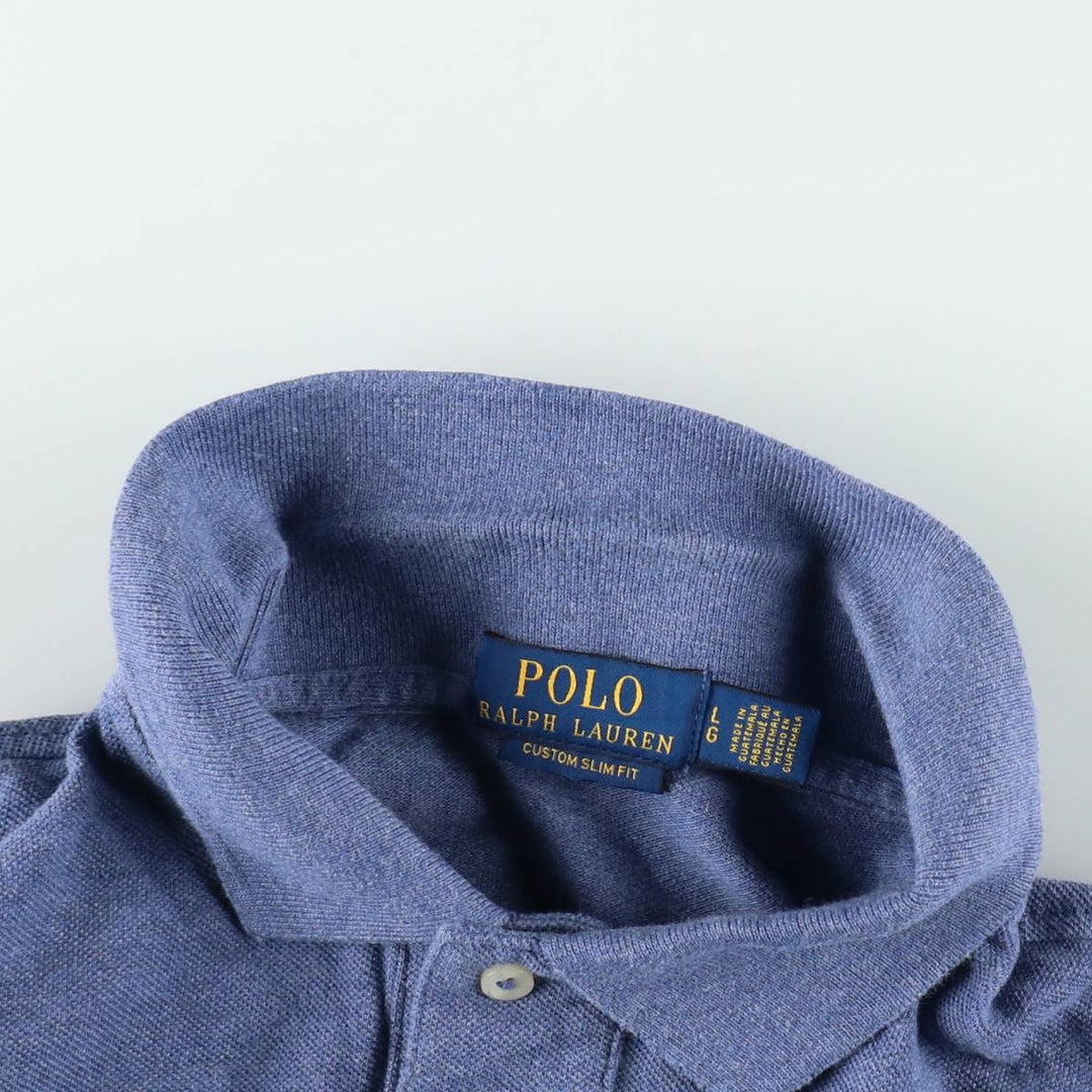 Ralph Lauren POLO RALPH LAUREN CUSTOM FIT short sleeve polo shirt men's size L cotton blue type Vintage Second Hand