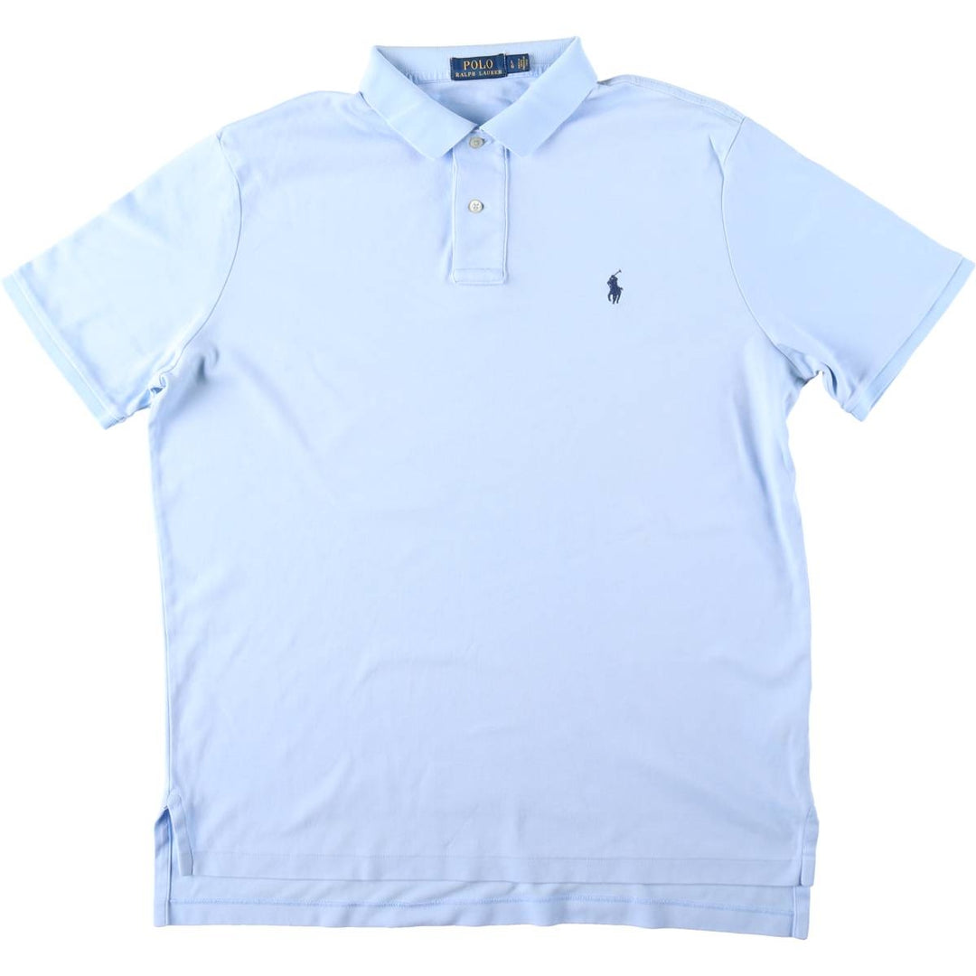 Ralph Lauren POLO RALPH LAUREN short sleeve polo shirt men's size L cotton Blue type light blue Vintage Second Hand