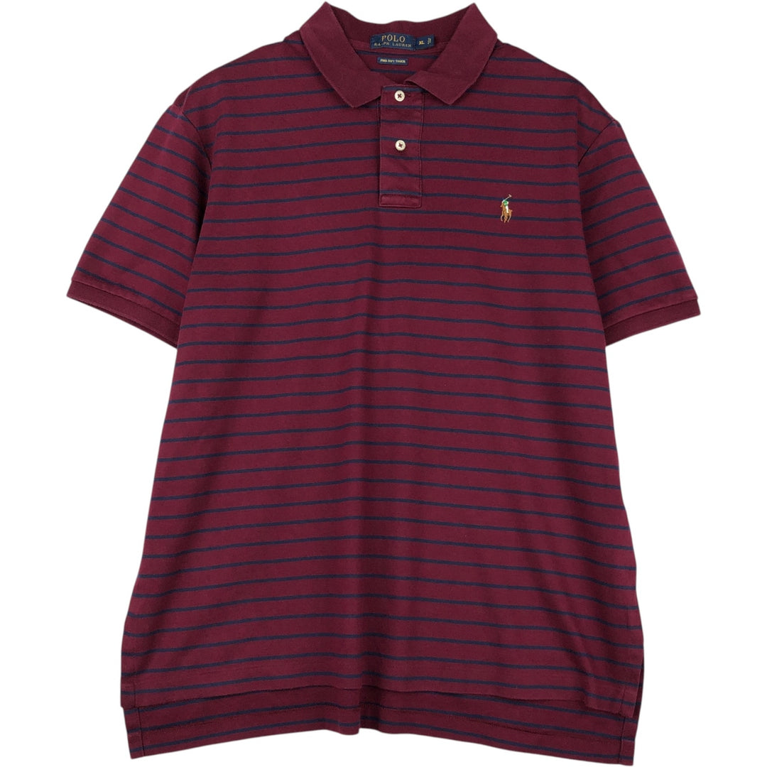 Ralph Lauren POLO RALPH LAUREN Short Sleeve Striped Polo Shirt Men's XL cotton Red type red-purple Vintage Second Hand