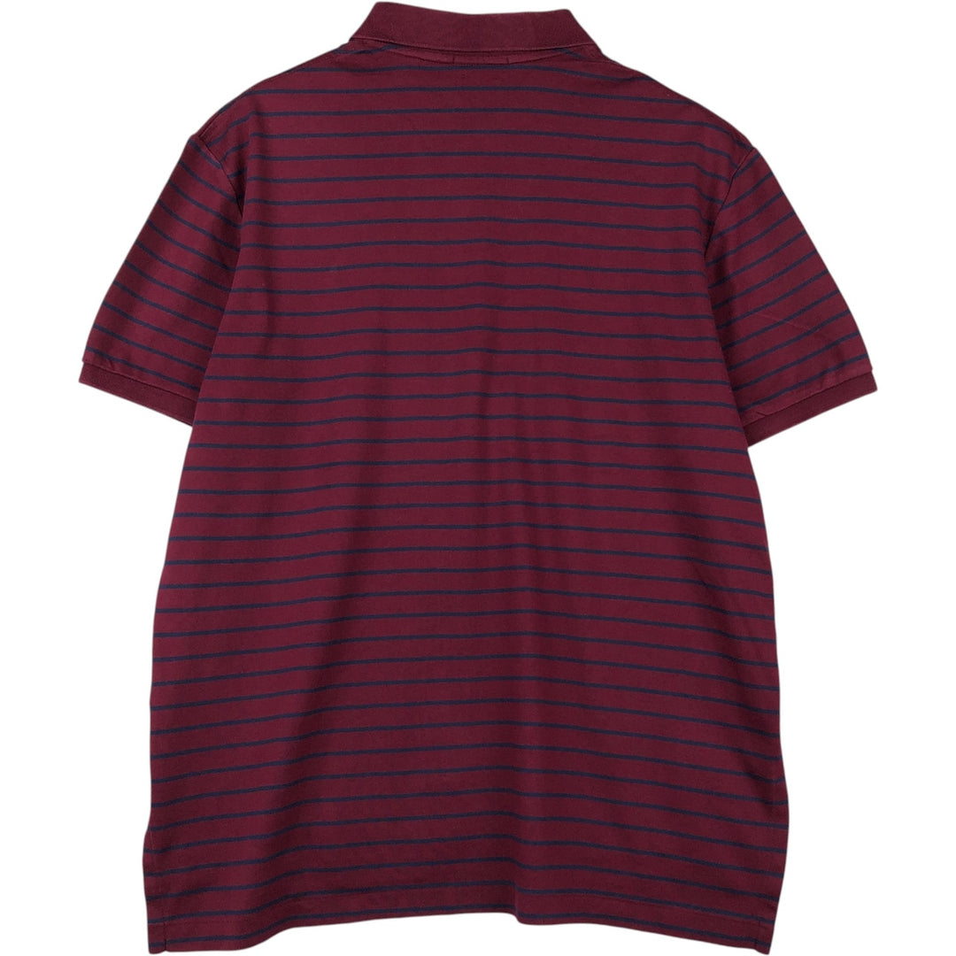 Ralph Lauren POLO RALPH LAUREN Short Sleeve Striped Polo Shirt Men's XL cotton Red type red-purple Vintage Second Hand