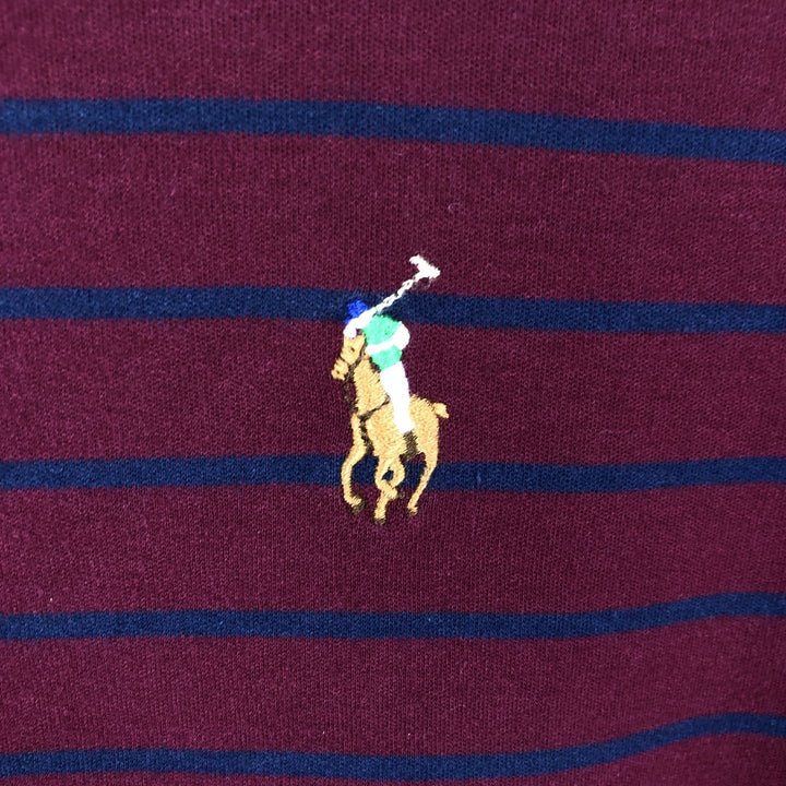 Ralph Lauren POLO RALPH LAUREN Short Sleeve Striped Polo Shirt Men's XL cotton Red type red-purple Vintage Second Hand