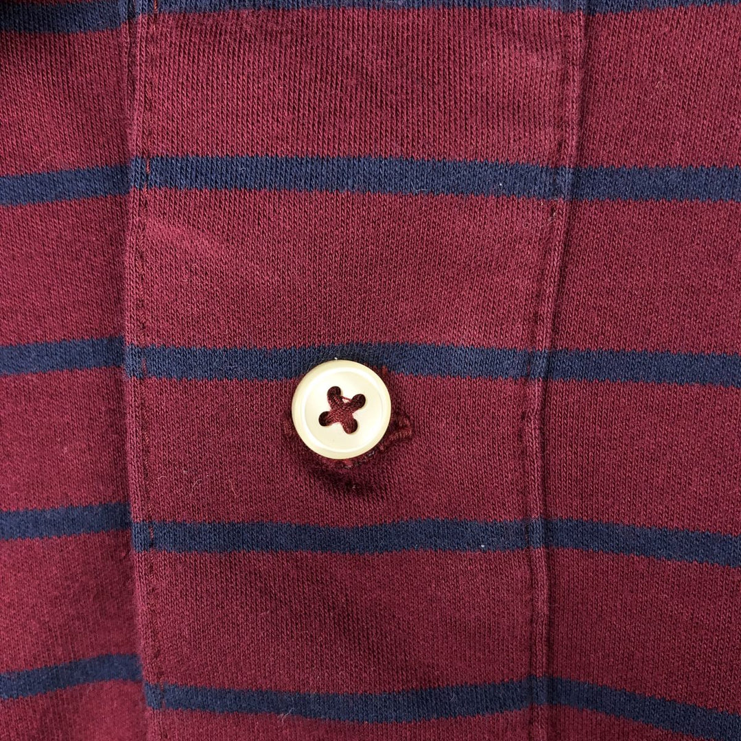 Ralph Lauren POLO RALPH LAUREN Short Sleeve Striped Polo Shirt Men's XL cotton Red type red-purple Vintage Second Hand