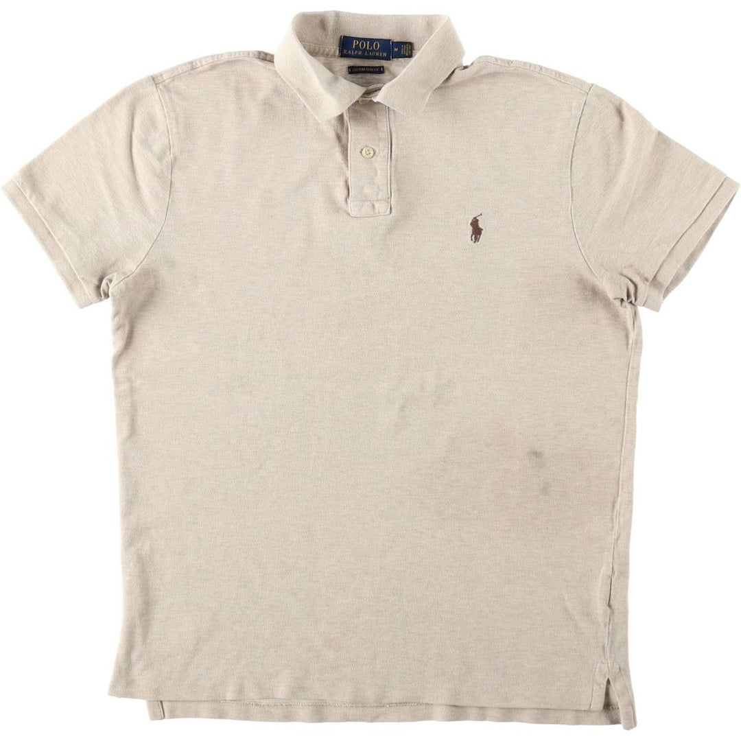 Ralph Lauren POLO RALPH LAUREN CUSTOM SLIM FIT short sleeve polo shirt men's size M cotton Beige type Vintage Second Hand