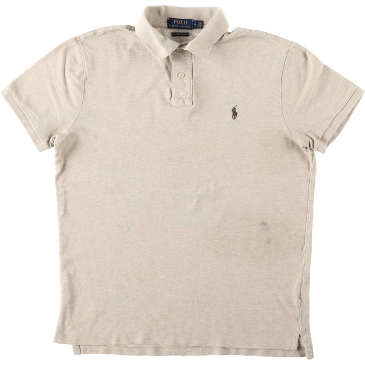Ralph Lauren POLO RALPH LAUREN CUSTOM SLIM FIT short sleeve polo shirt men's size M cotton Beige type Vintage Second Hand