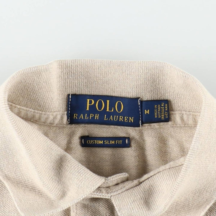 Ralph Lauren POLO RALPH LAUREN CUSTOM SLIM FIT short sleeve polo shirt men's size M cotton Beige type Vintage Second Hand