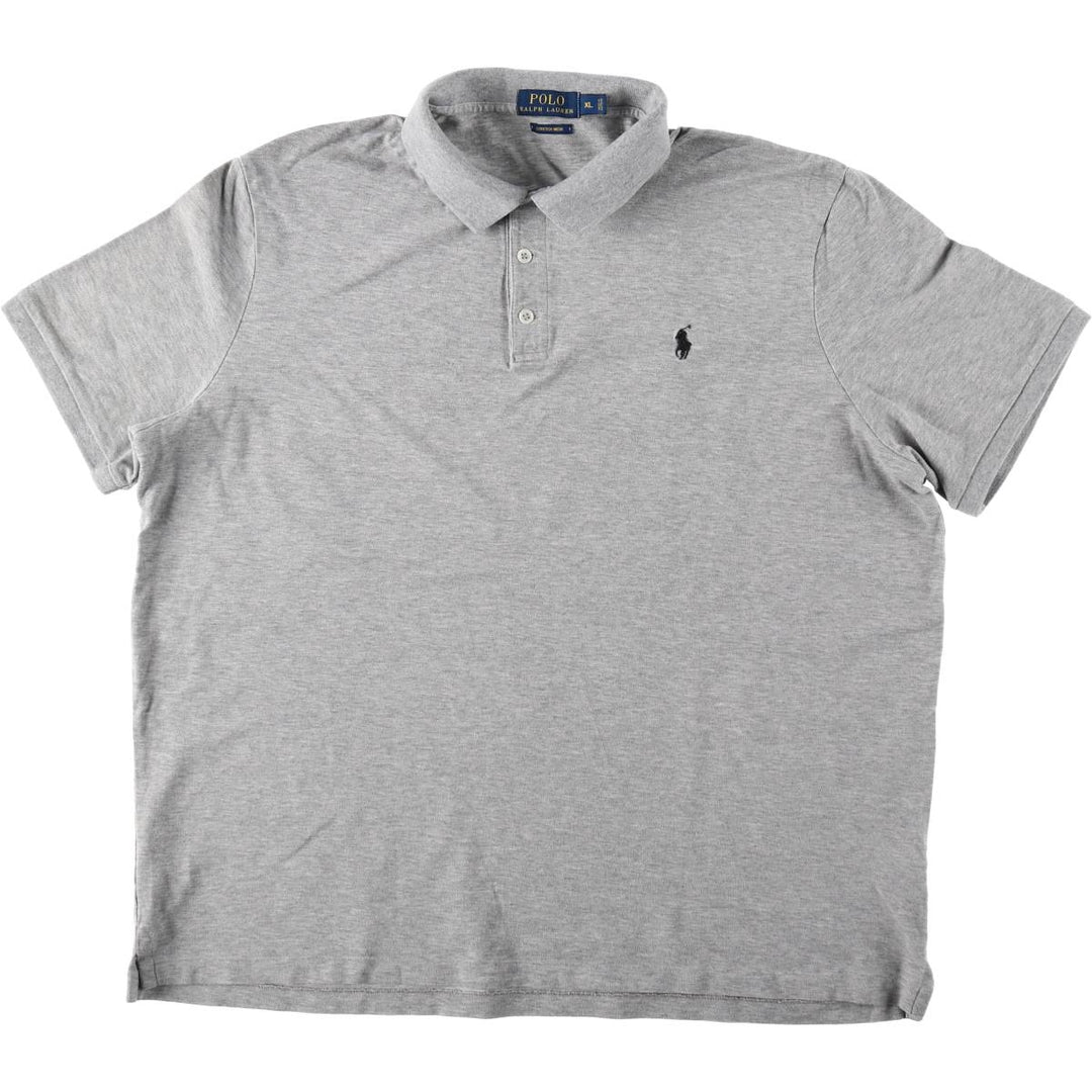 Ralph Lauren POLO RALPH LAUREN STRETCH MESH Short-Sleeve Polo Shirt, Men's Size XL (approx.) cotton gray type Vintage Second Hand