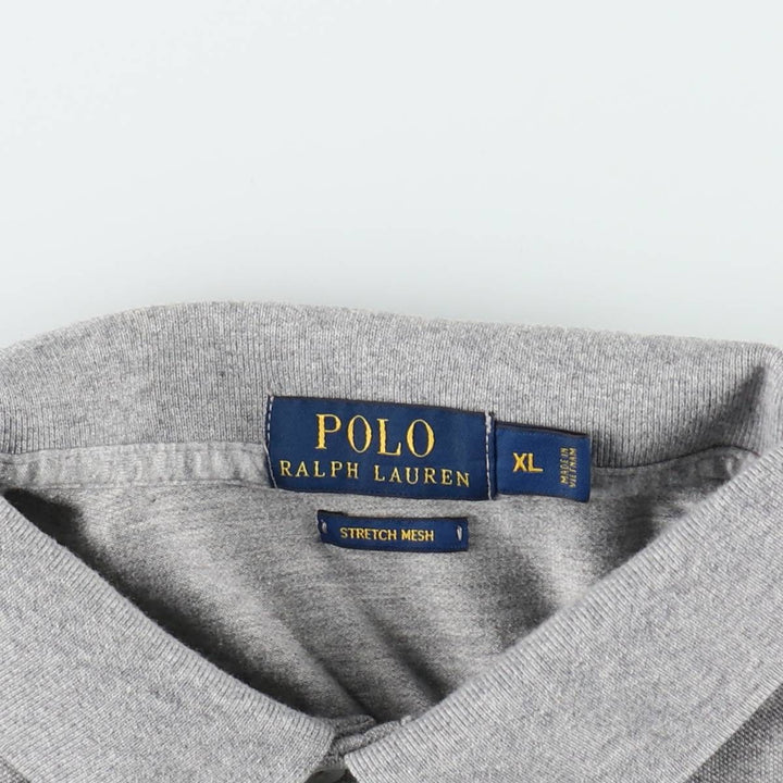 Ralph Lauren POLO RALPH LAUREN STRETCH MESH Short-Sleeve Polo Shirt, Men's Size XL (approx.) cotton gray type Vintage Second Hand