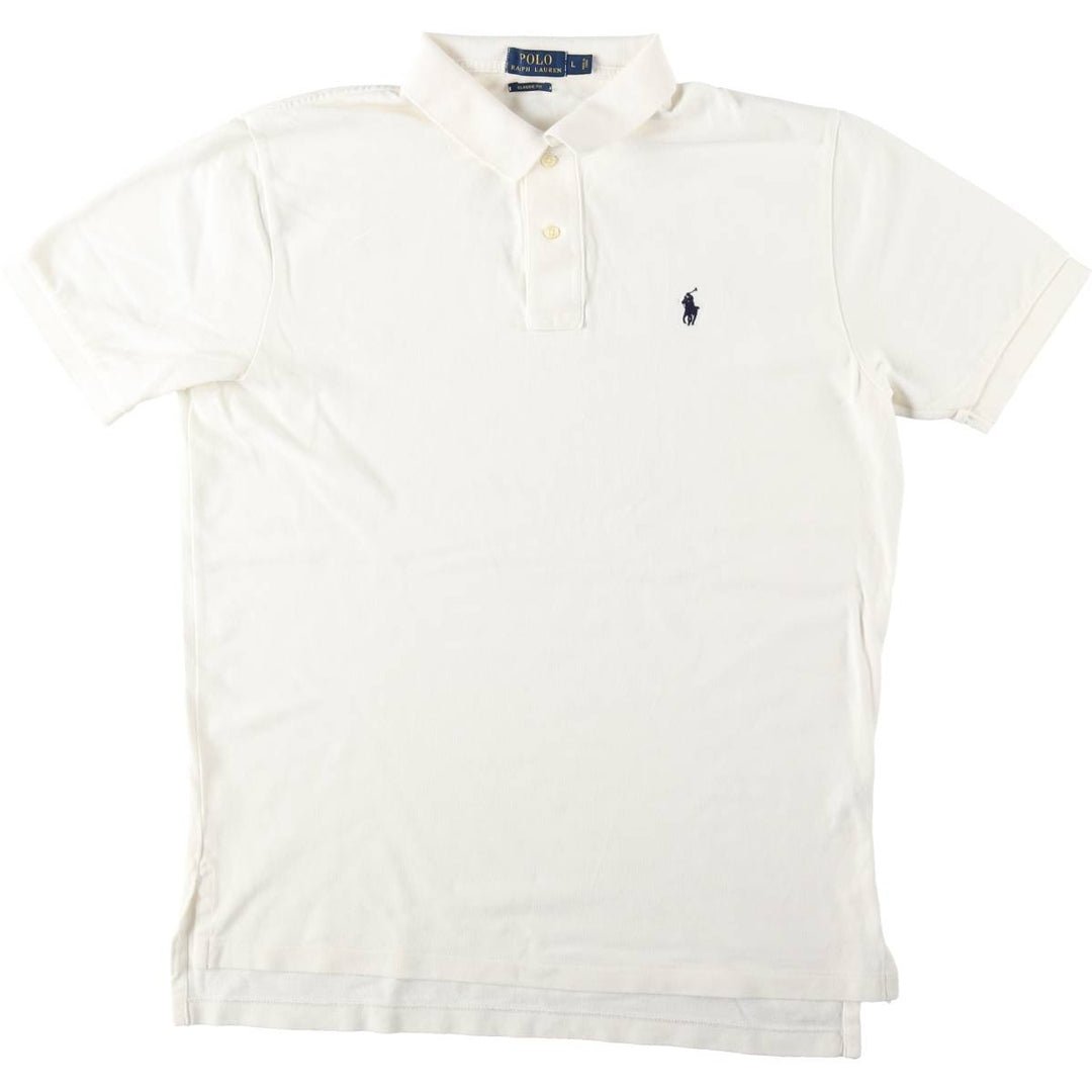 Ralph Lauren POLO RALPH LAUREN CLASSIC FIT short sleeve polo shirt for men size L cotton white type Vintage Second Hand