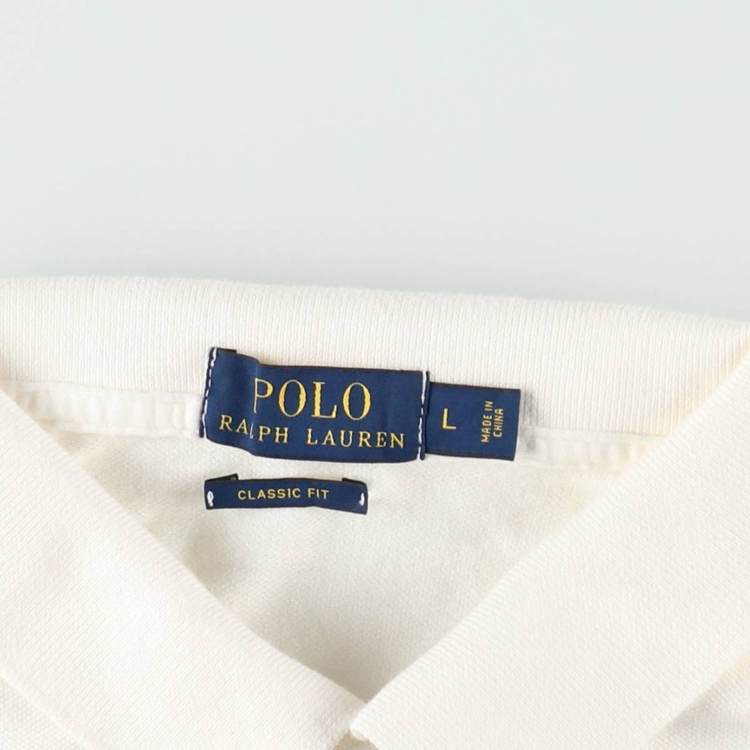 Ralph Lauren POLO RALPH LAUREN CLASSIC FIT short sleeve polo shirt for men size L cotton white type Vintage Second Hand