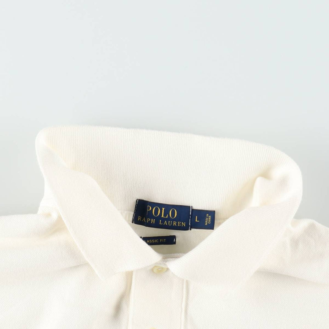 Ralph Lauren POLO RALPH LAUREN CLASSIC FIT short sleeve polo shirt for men size L cotton white type Vintage Second Hand