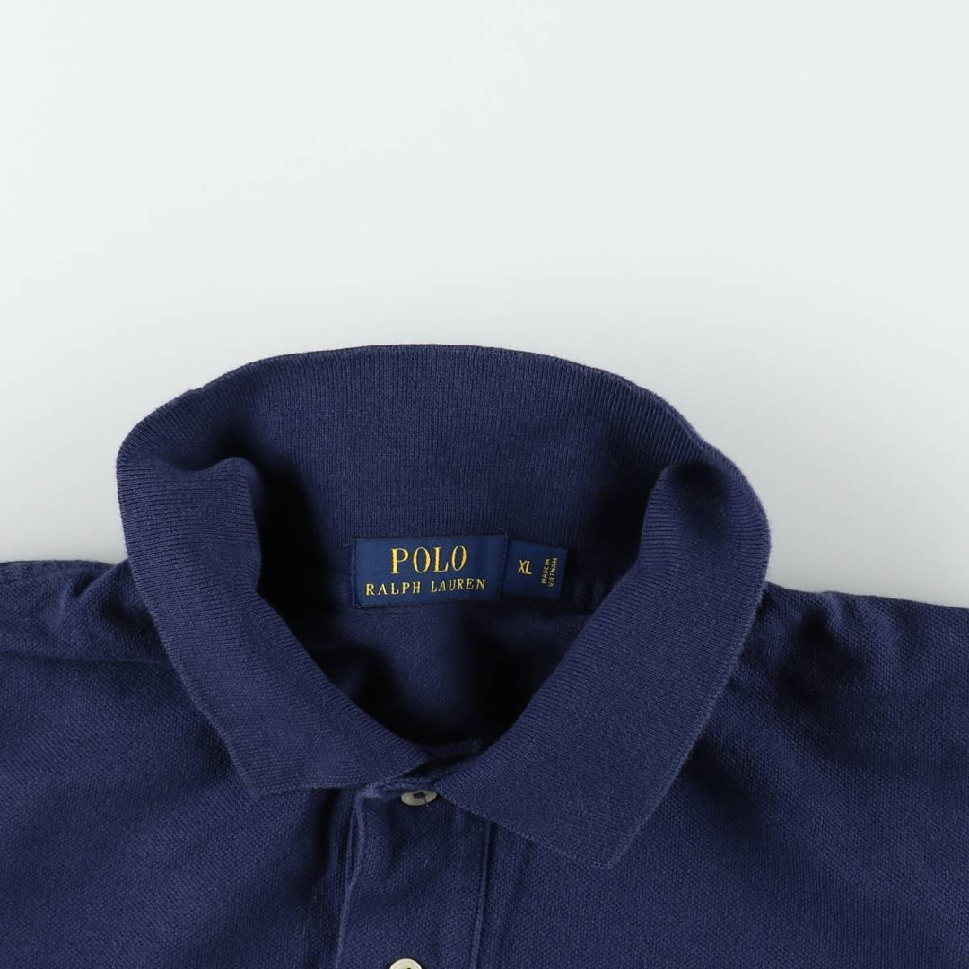 Ralph Lauren POLO RALPH LAUREN short sleeve polo shirt men's XL equivalent cotton navy blue type Vintage Second Hand