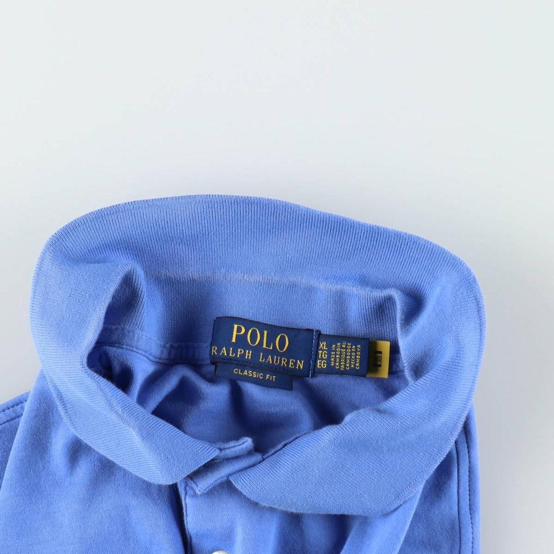 Ralph Lauren POLO RALPH LAUREN CLASSIC FIT short sleeve polo shirt men's XL equivalent cotton blue type Vintage Second Hand