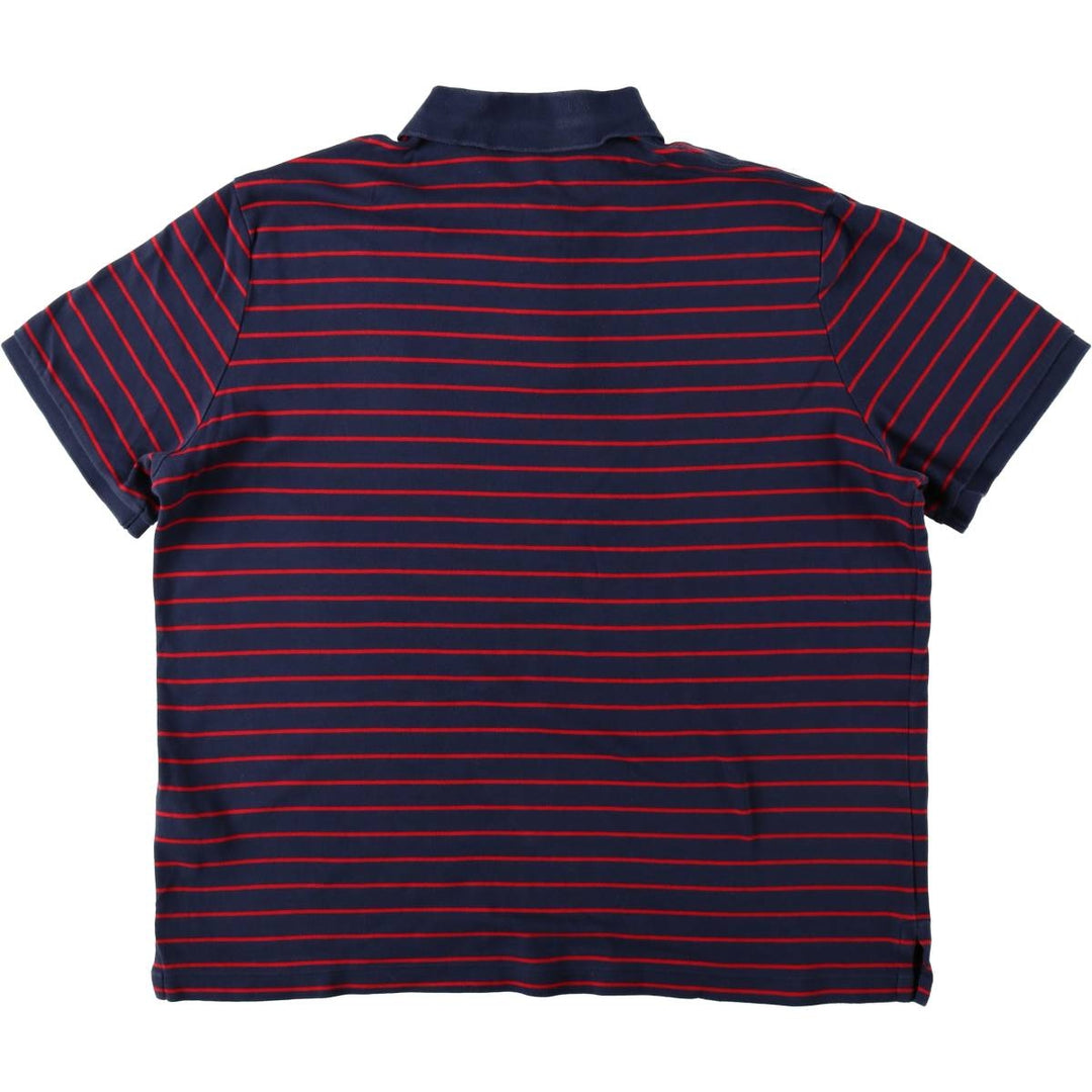 Ralph Lauren POLO RALPH LAUREN CLASSIC FIT short sleeve striped polo shirt men's XL equivalent cotton navy blue type Vintage Second Hand