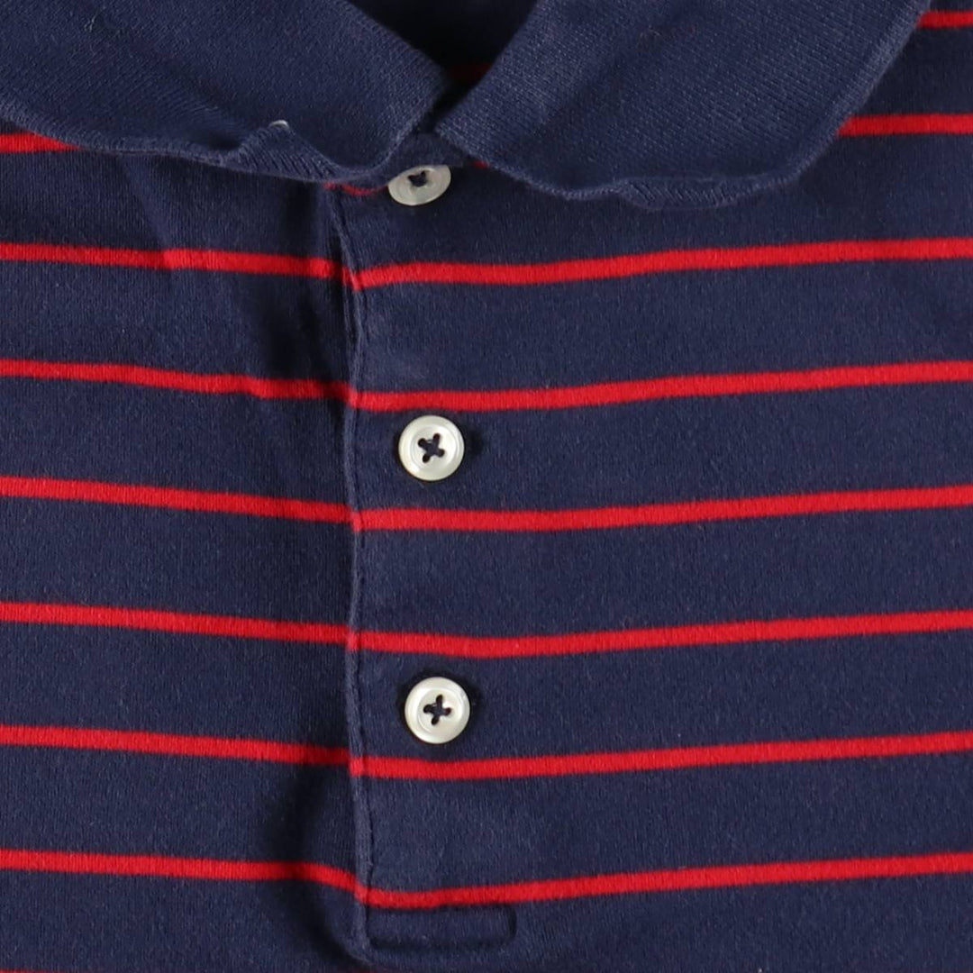 Ralph Lauren POLO RALPH LAUREN CLASSIC FIT short sleeve striped polo shirt men's XL equivalent cotton navy blue type Vintage Second Hand