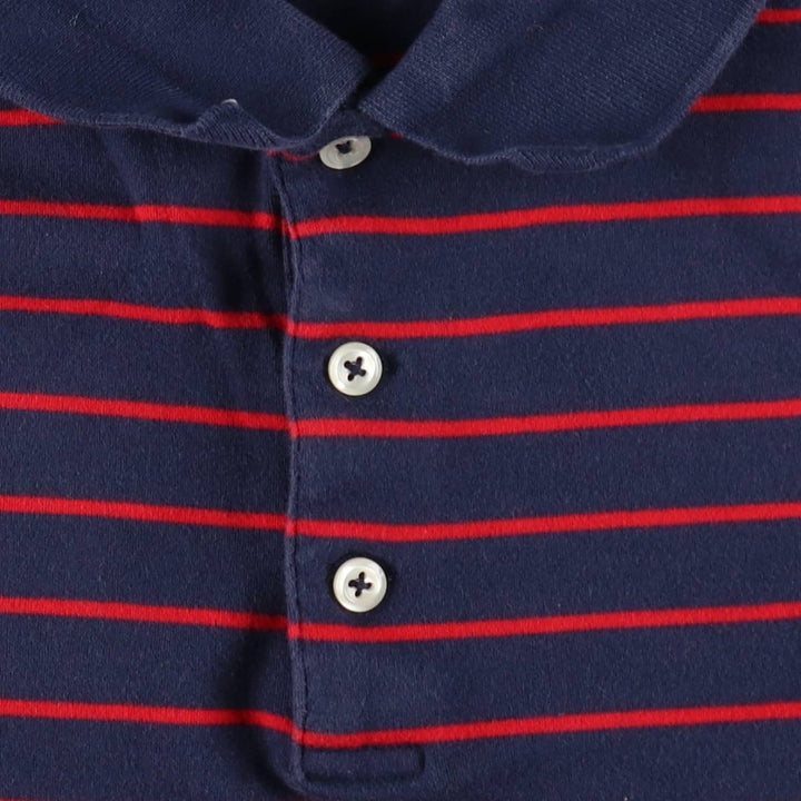 Ralph Lauren POLO RALPH LAUREN CLASSIC FIT short sleeve striped polo shirt men's XL equivalent cotton navy blue type Vintage Second Hand