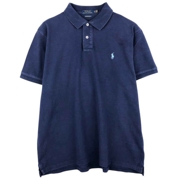 Ralph Lauren POLO RALPH LAUREN CUSTOM SLIM FIT short sleeve polo shirt men's XL equivalent cotton navy blue type Vintage Second Hand