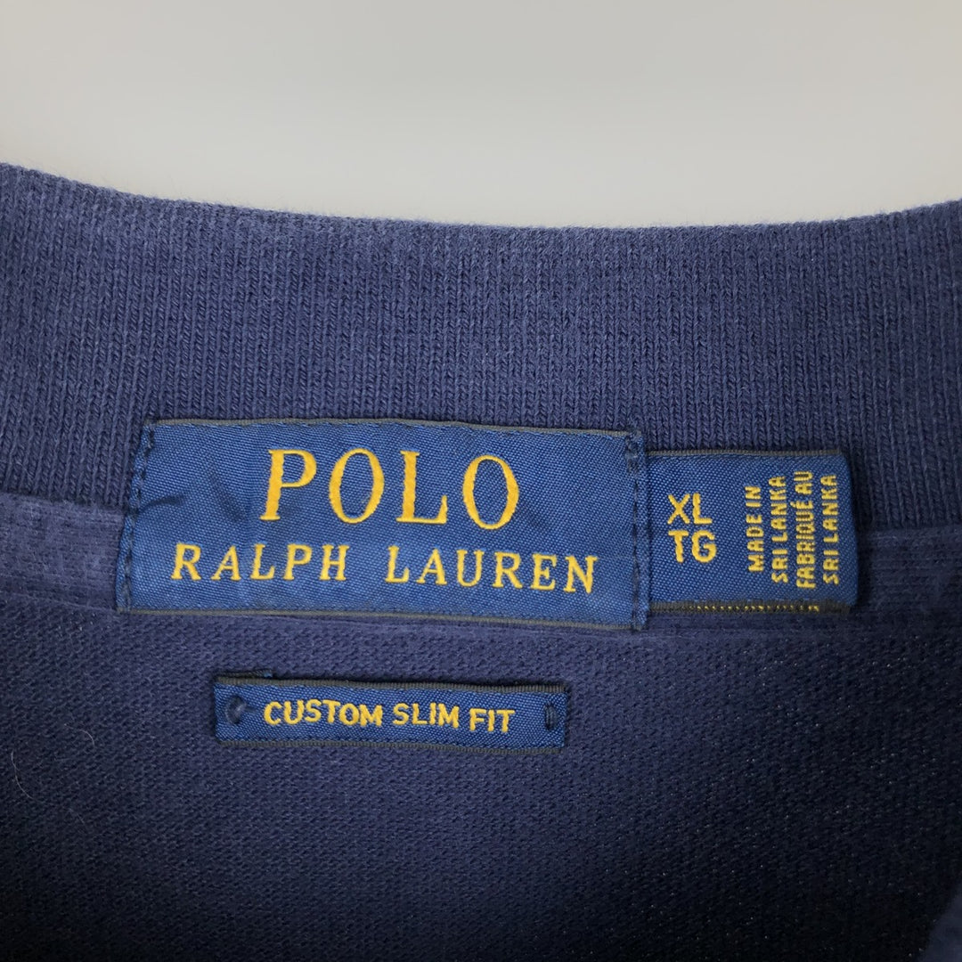 Ralph Lauren POLO RALPH LAUREN CUSTOM SLIM FIT short sleeve polo shirt men's XL equivalent cotton navy blue type Vintage Second Hand