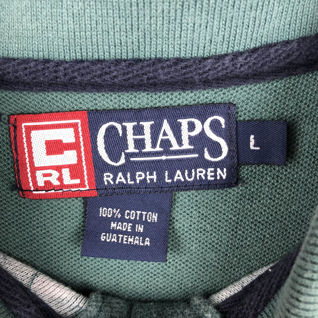 Ralph Lauren CHAPS all-over print short-sleeved polo shirt, men's size L (approx.) cotton green type Vintage Second Hand
