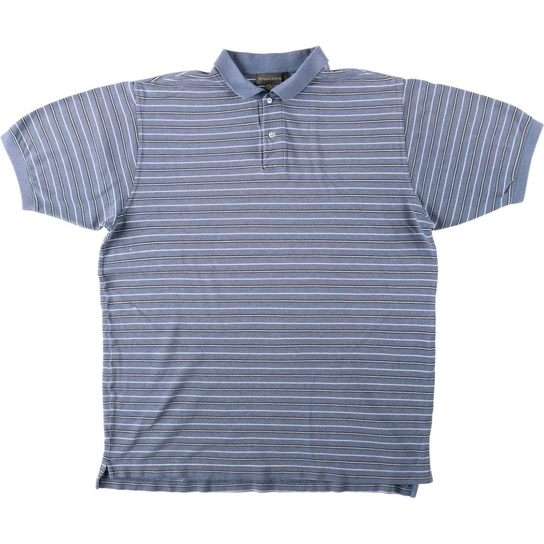 Banana Republic Short-Sleeve Striped Polo Shirt, Men's Size XL (approx.) cotton Blue type light blue Vintage Second Hand