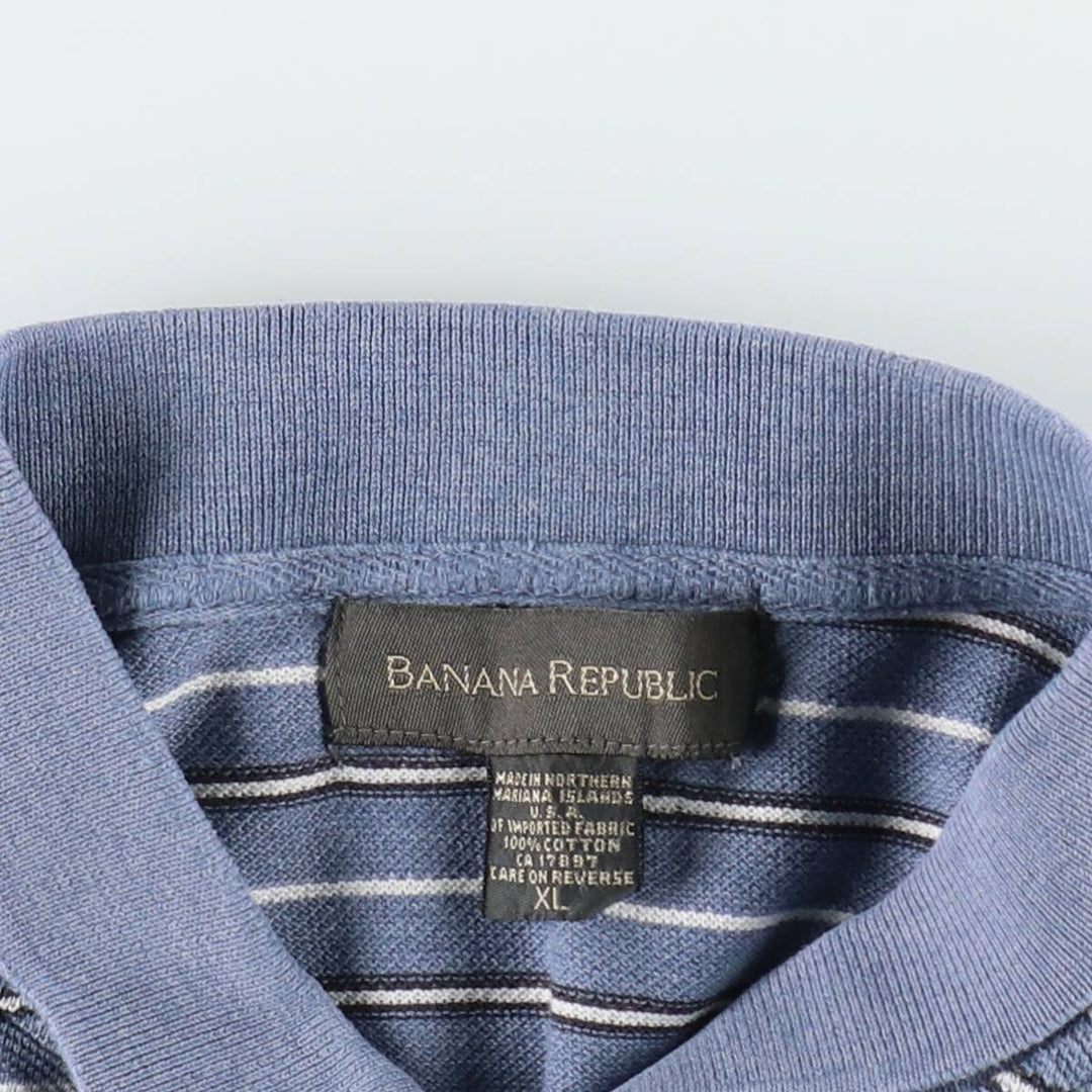 Banana Republic Short-Sleeve Striped Polo Shirt, Men's Size XL (approx.) cotton Blue type light blue Vintage Second Hand