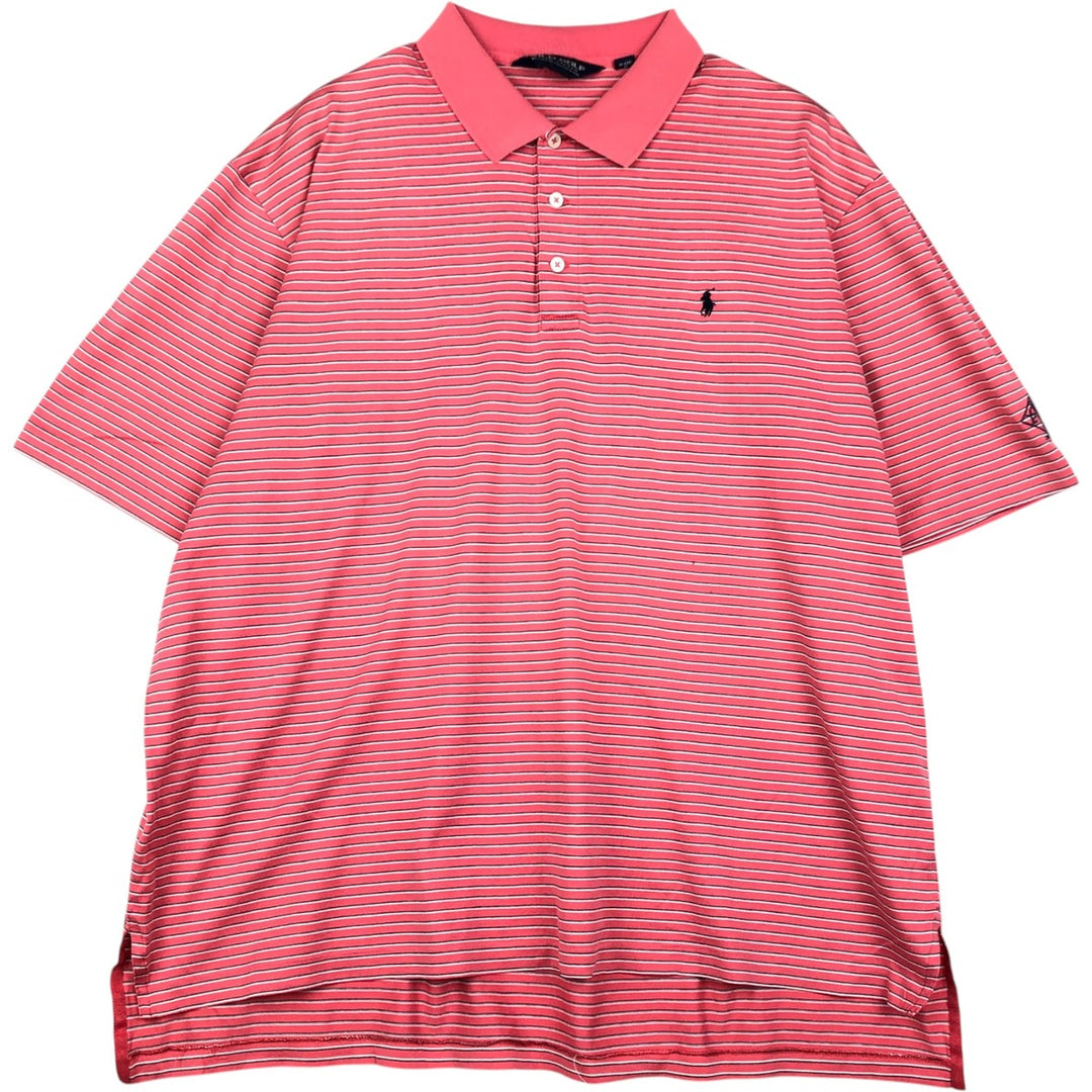 Ralph Lauren POLO by Ralph Lauren short sleeve striped polo shirt, men's XL size Pima Cotton pink type Vintage Second Hand