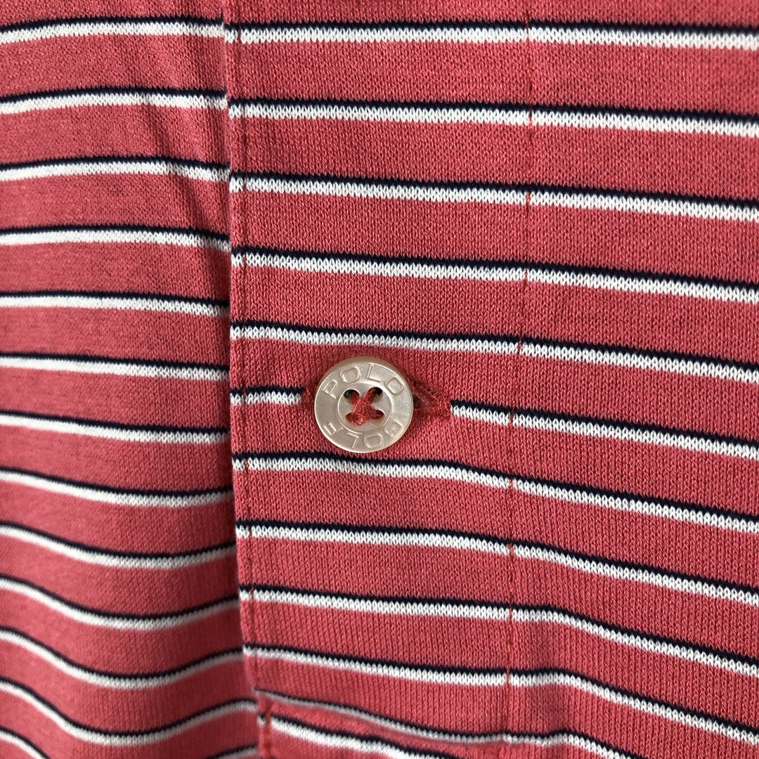 Ralph Lauren POLO by Ralph Lauren short sleeve striped polo shirt, men's XL size Pima Cotton pink type Vintage Second Hand