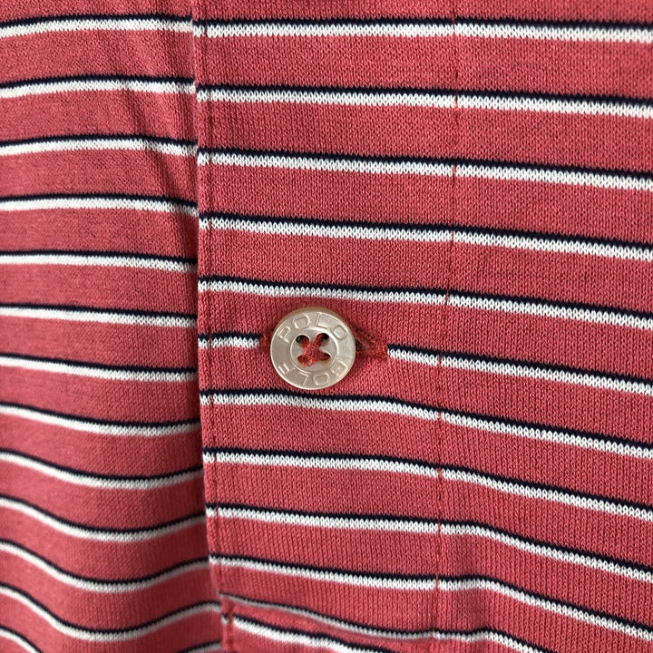 Ralph Lauren POLO by Ralph Lauren short sleeve striped polo shirt, men's XL size Pima Cotton pink type Vintage Second Hand