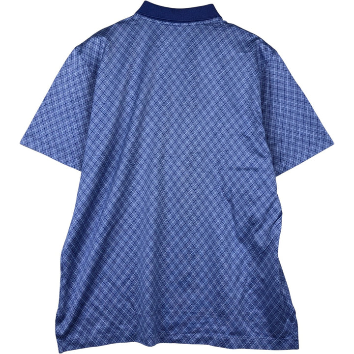 Brooks Brothers all-over print short-sleeved polo shirt, men's size M (approx.) cotton Blue type light blue Vintage Second Hand
