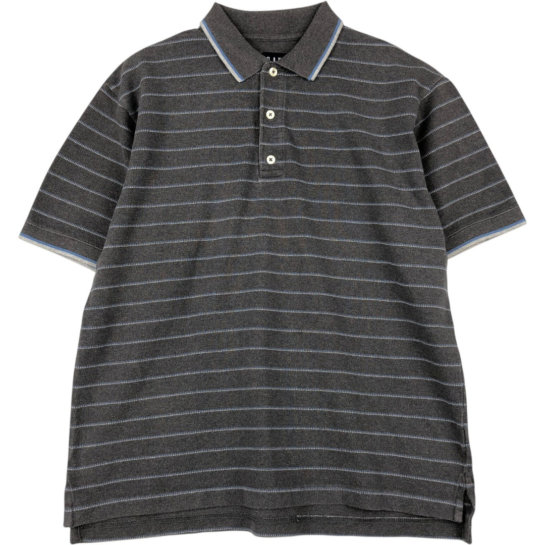 90'S GAP Old Gap Short-Sleeve Striped Polo Shirt, Men's Size S (Equivalent), Vintage cotton Charcoal Vintage Second Hand