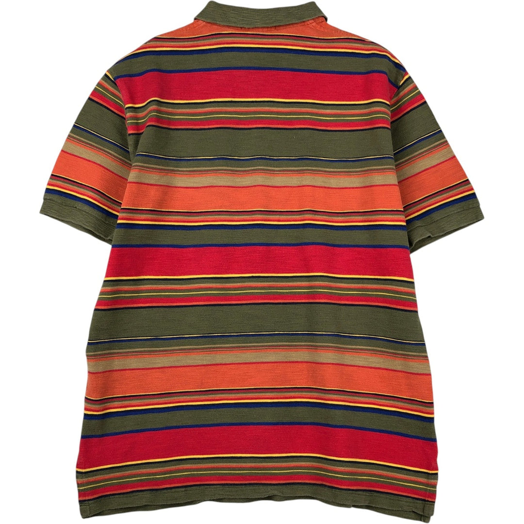 Ralph Lauren POLO by Ralph Lauren Multi-border short sleeve striped polo shirt Men's XL size cotton red type Vintage Second Hand